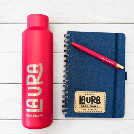 Pack Profe Botella + Libreta Denim