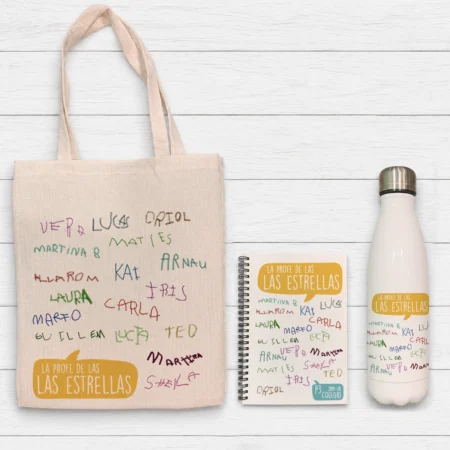 Pack Profe Botella + Bolsa + Libreta (su letra)