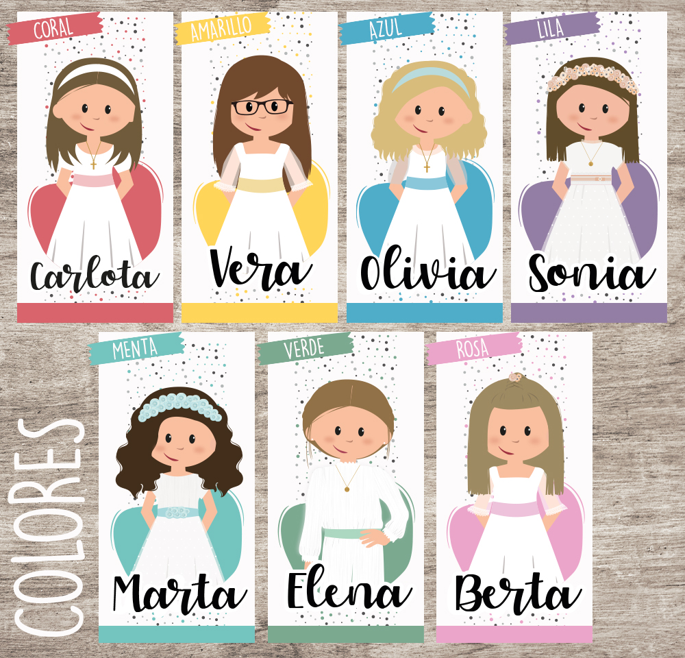 Recordatorio niña con gargot / punto de lectura (mín 24 ud) - Imagen 3